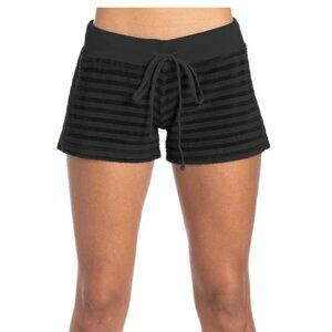 NWT Hard Tail Low Rise Tonal Strip Terry Short In Black